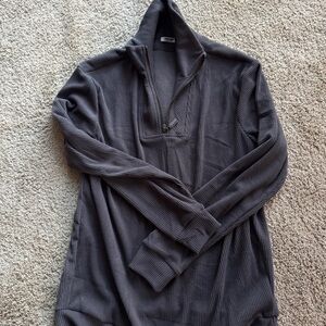 Coofandy Dark Gray Ribbed 1/4 Zip Pullover Sweater, Men’s XL Casual - NWOT